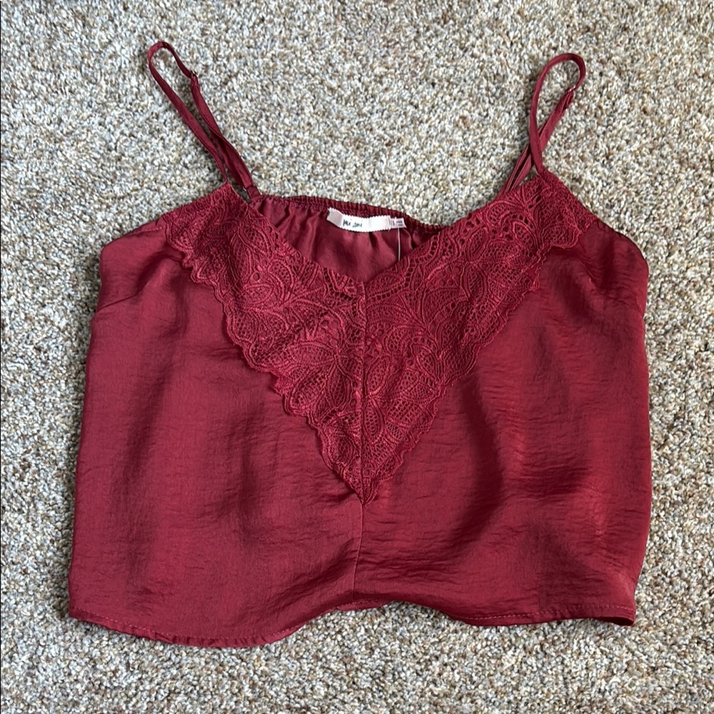 Red Ruffled Crop Camisole